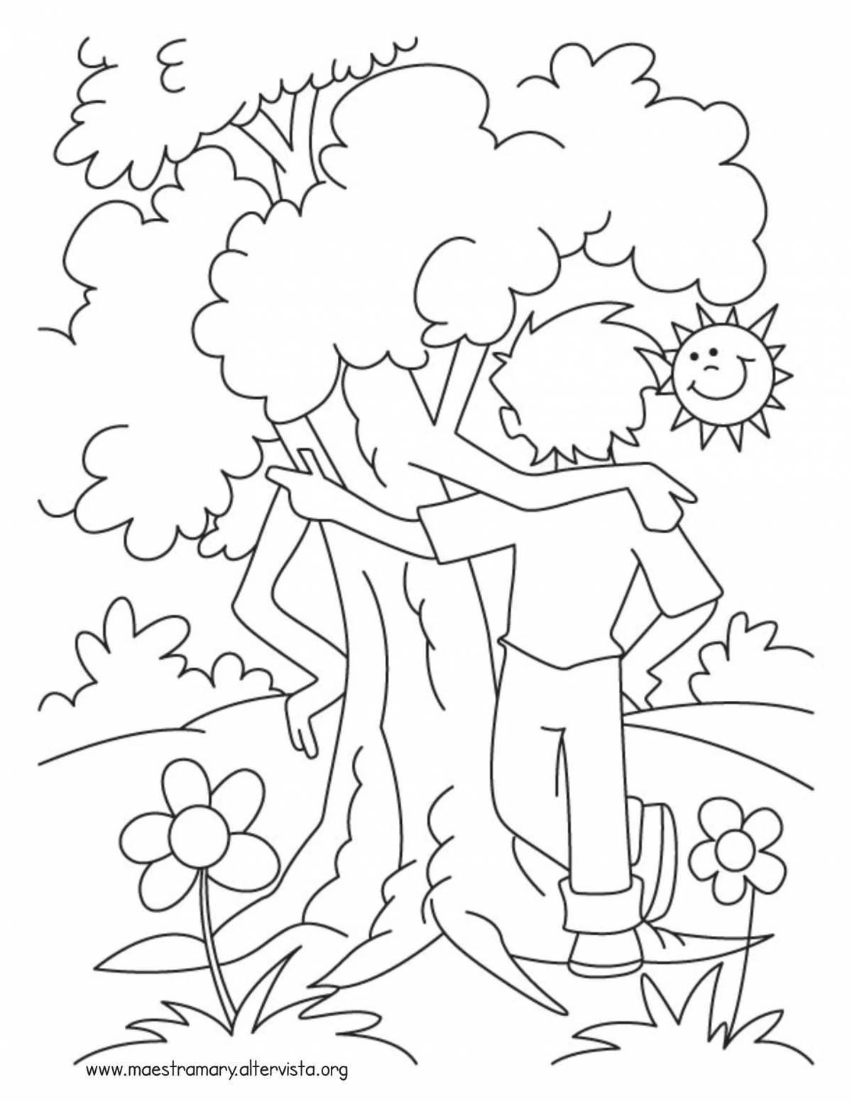 Save nature poster live coloring page