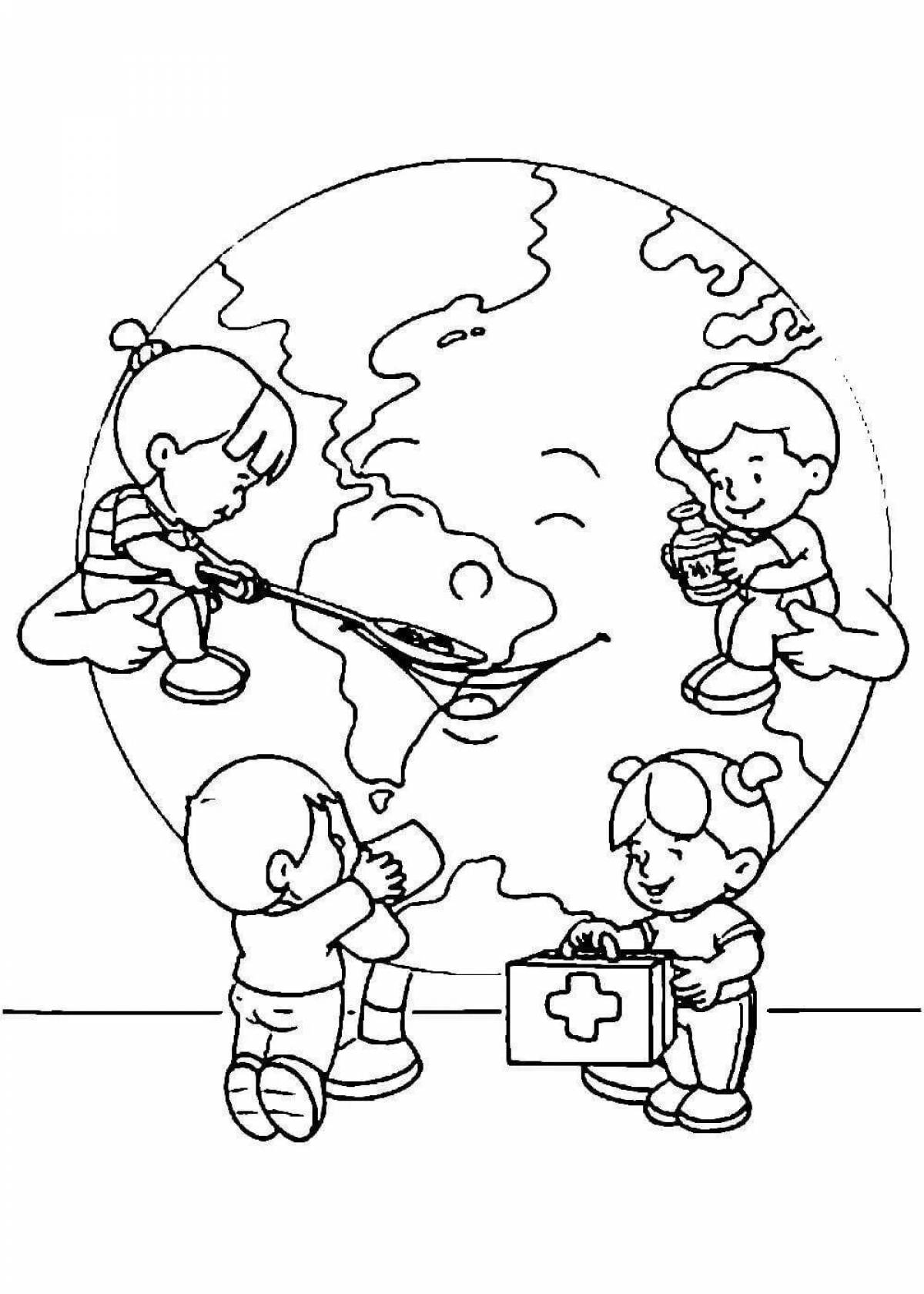 Radiant save nature poster coloring page