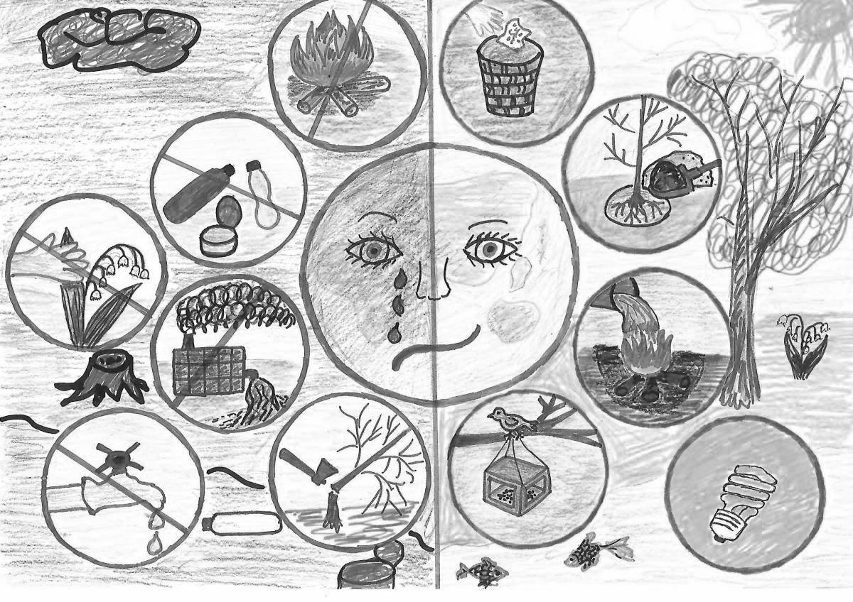 Раскраска Великолепная страница раскраски плаката «спасите природу»