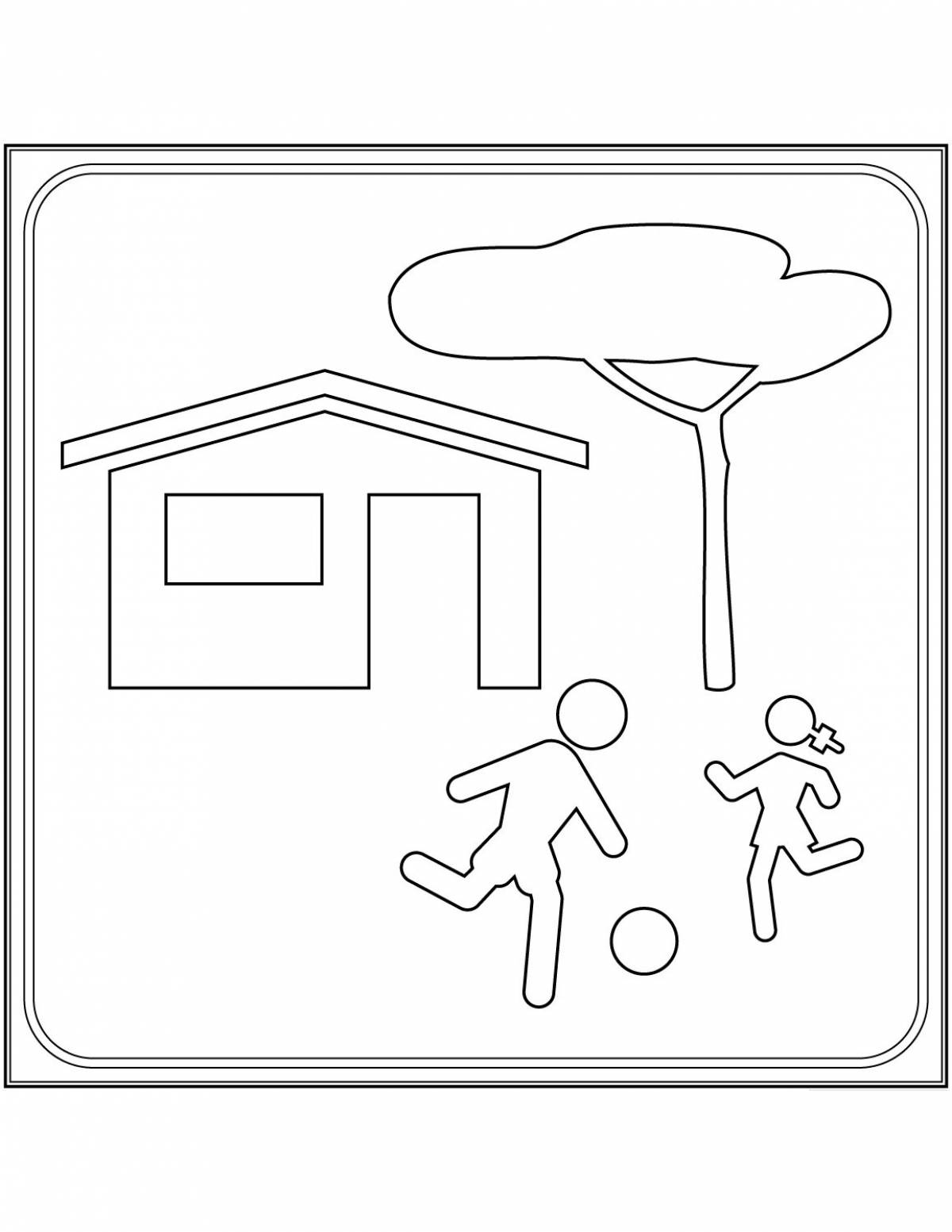 Coloring page invitation sign for a residential area