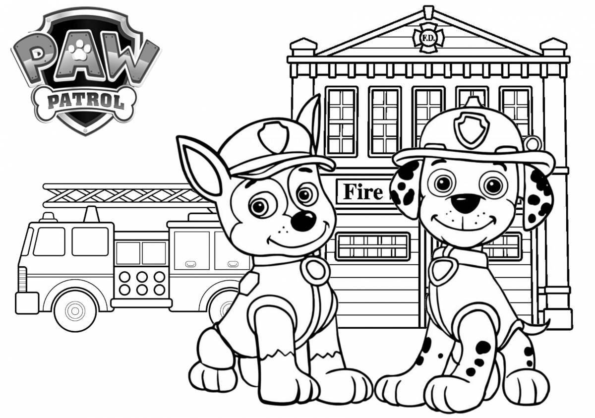 Adorable paw patrol tower coloring page