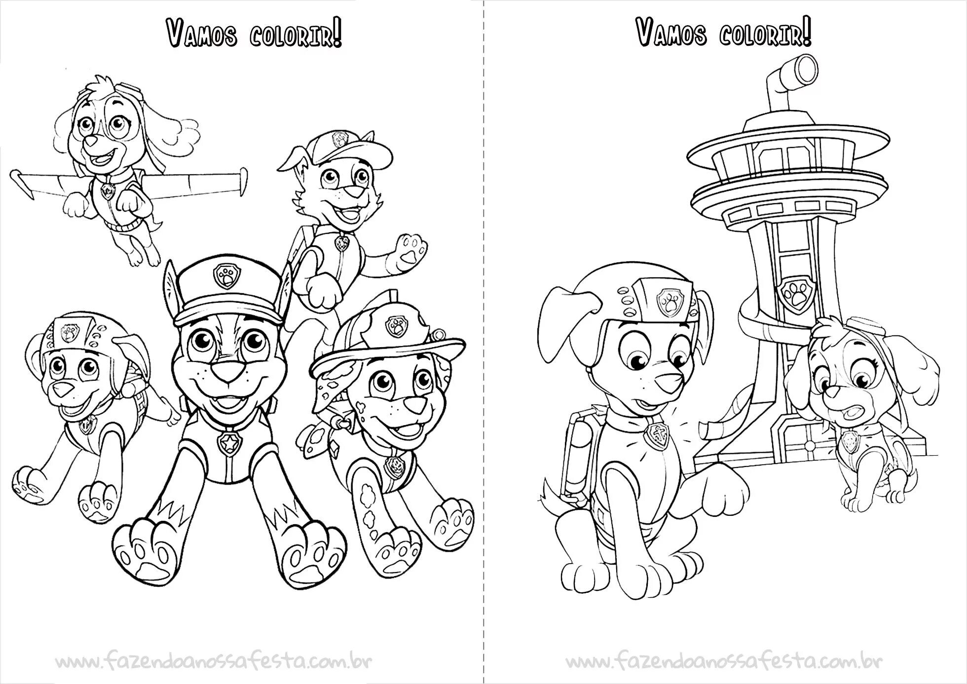 Coloring page glowing tower paw patrol