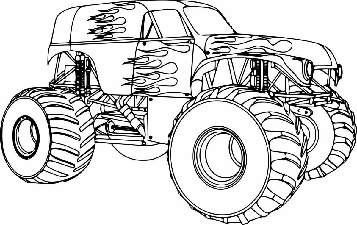 Impressive monster truck shark coloring page