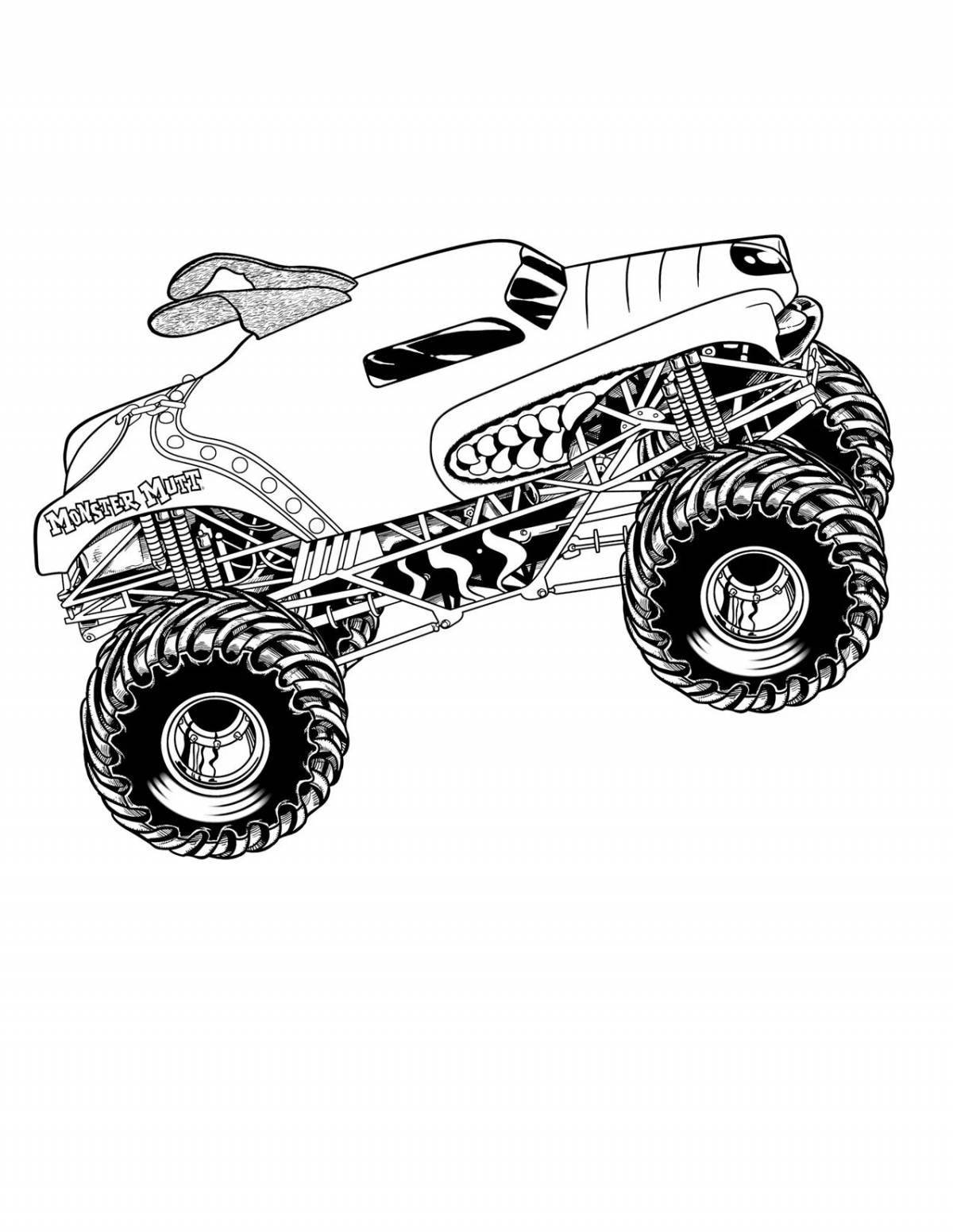 Photo Awesome Monster Truck Shark Coloring Page