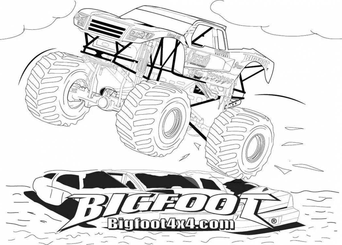 Grand coloring page shark monster truck