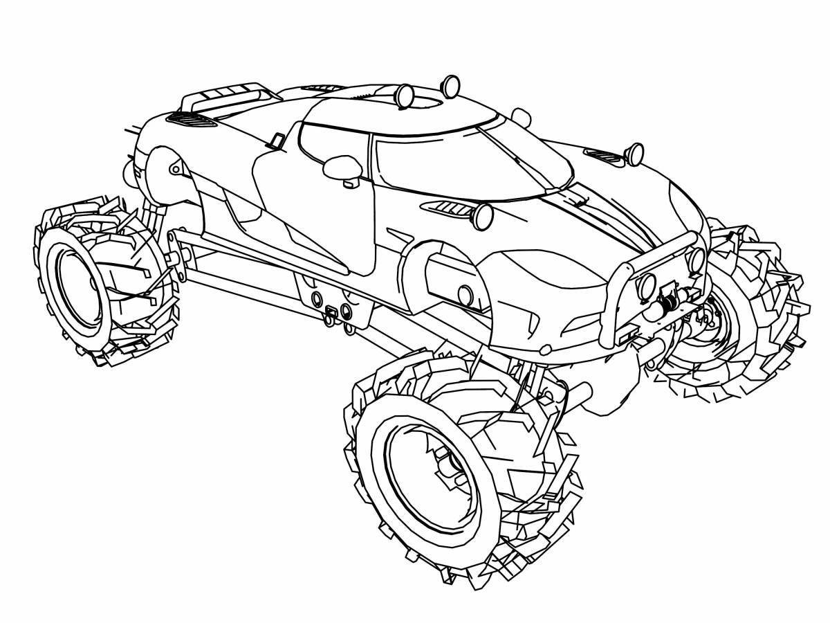 Photo Great monster truck shark coloring page