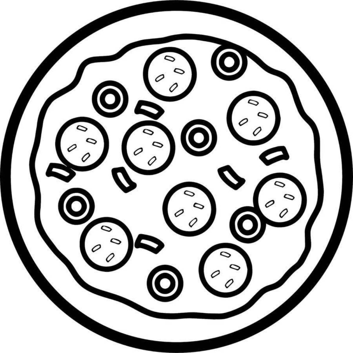 Colorful pizza and sausage coloring page