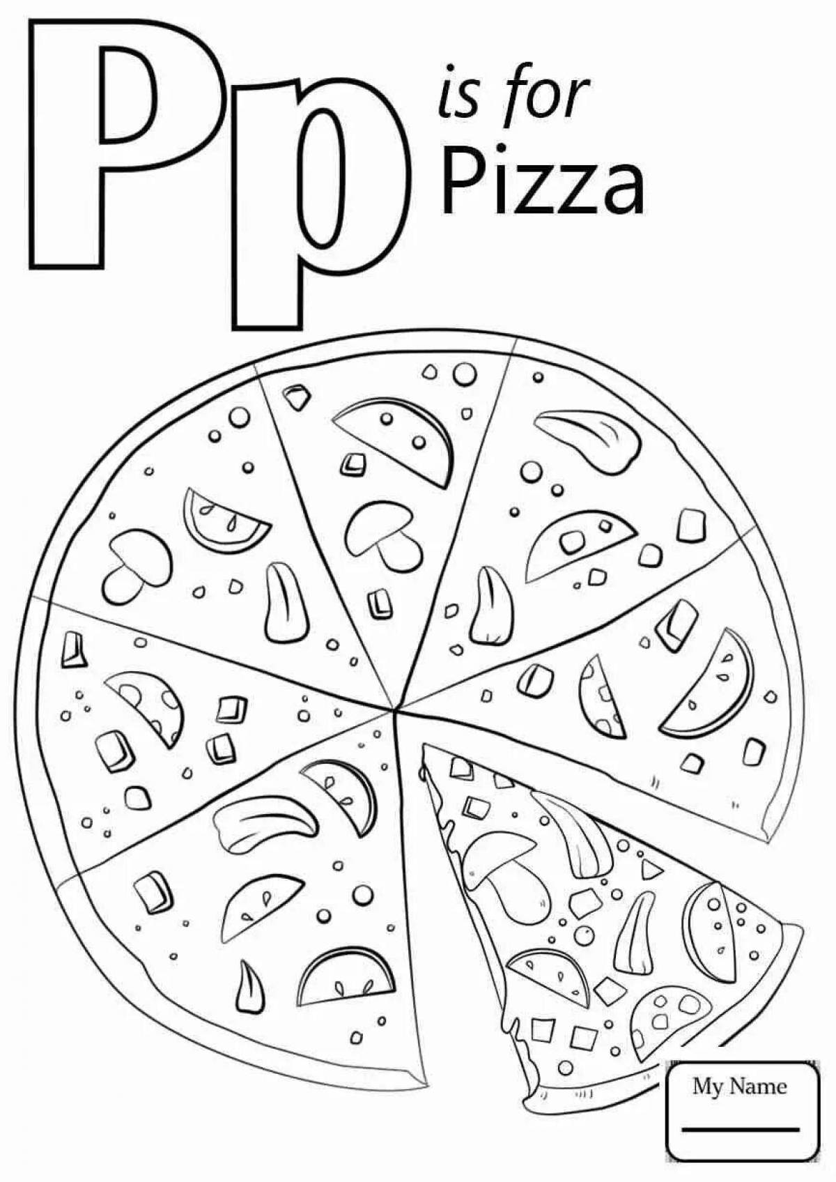 Delicious sausage pizza coloring page