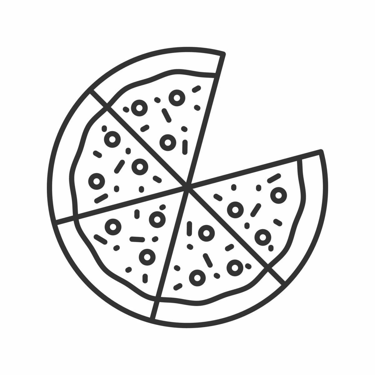 Заманчивая страница раскраски пиццы с колбасой
