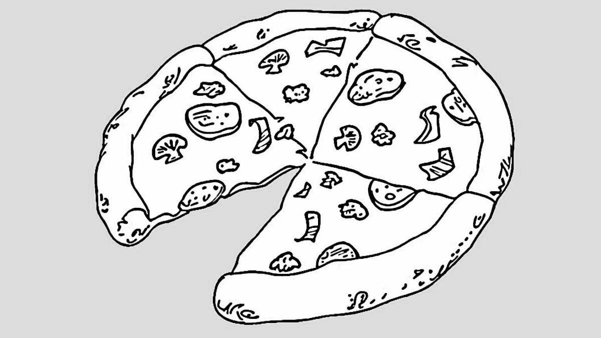 Раскраска сочная пицца с колбасой