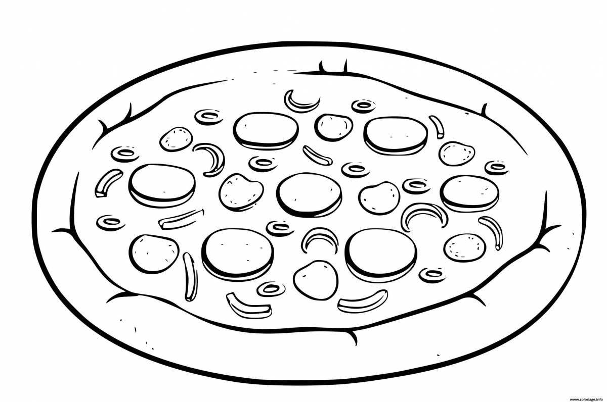 Adorable pizza and sausage coloring page