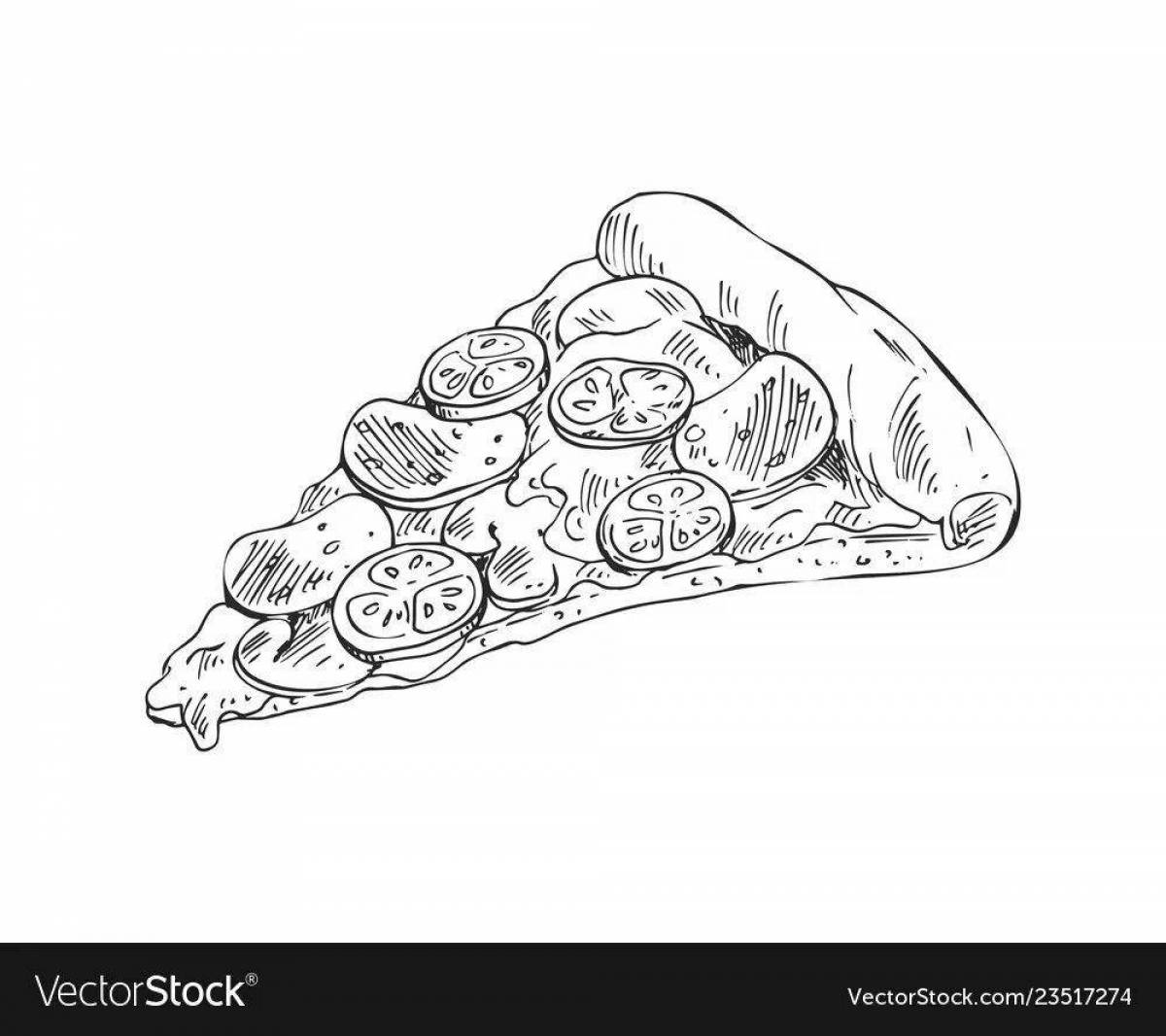 Adorable pizza and sausage coloring book