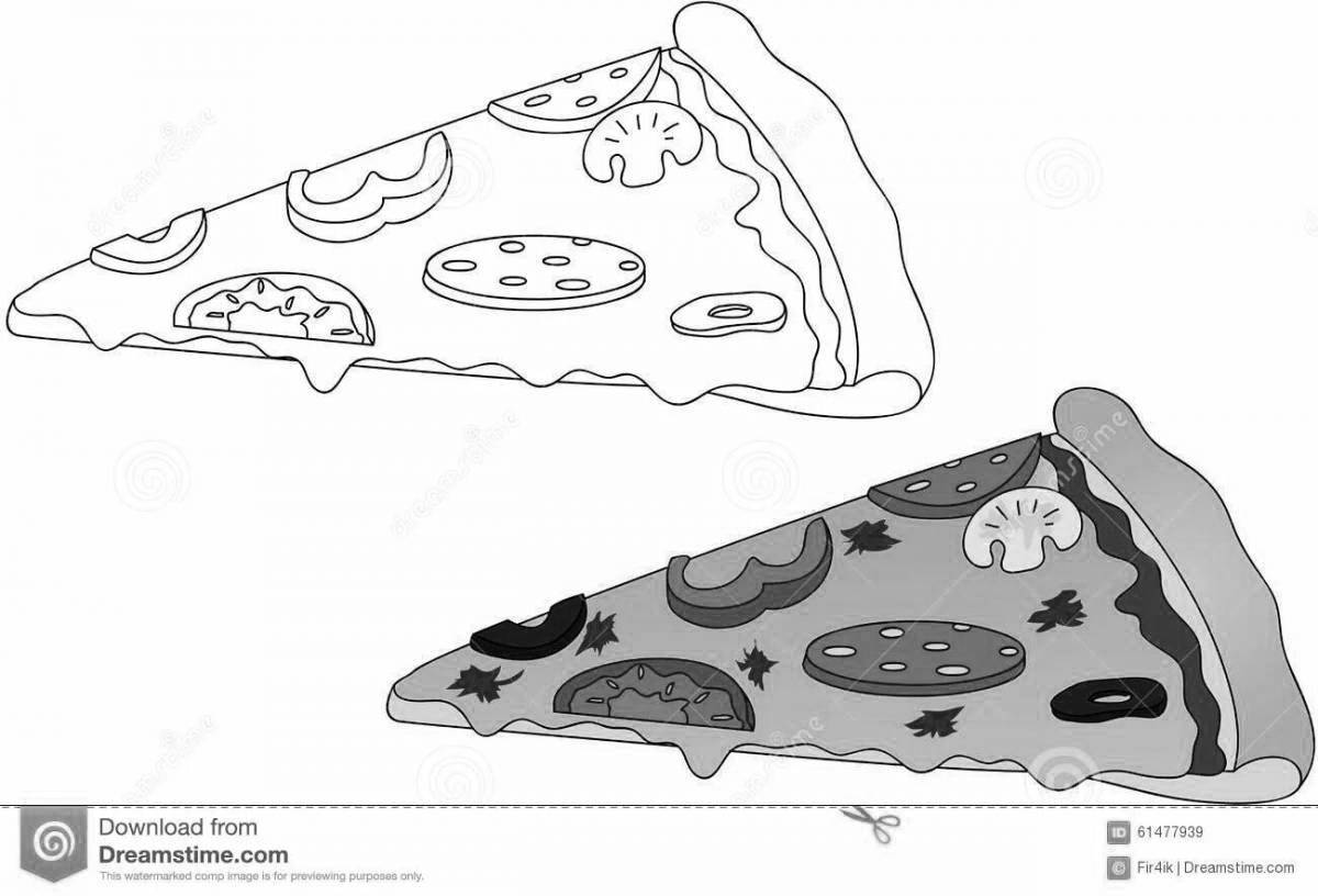 Coloring page shiny pizza with sausage