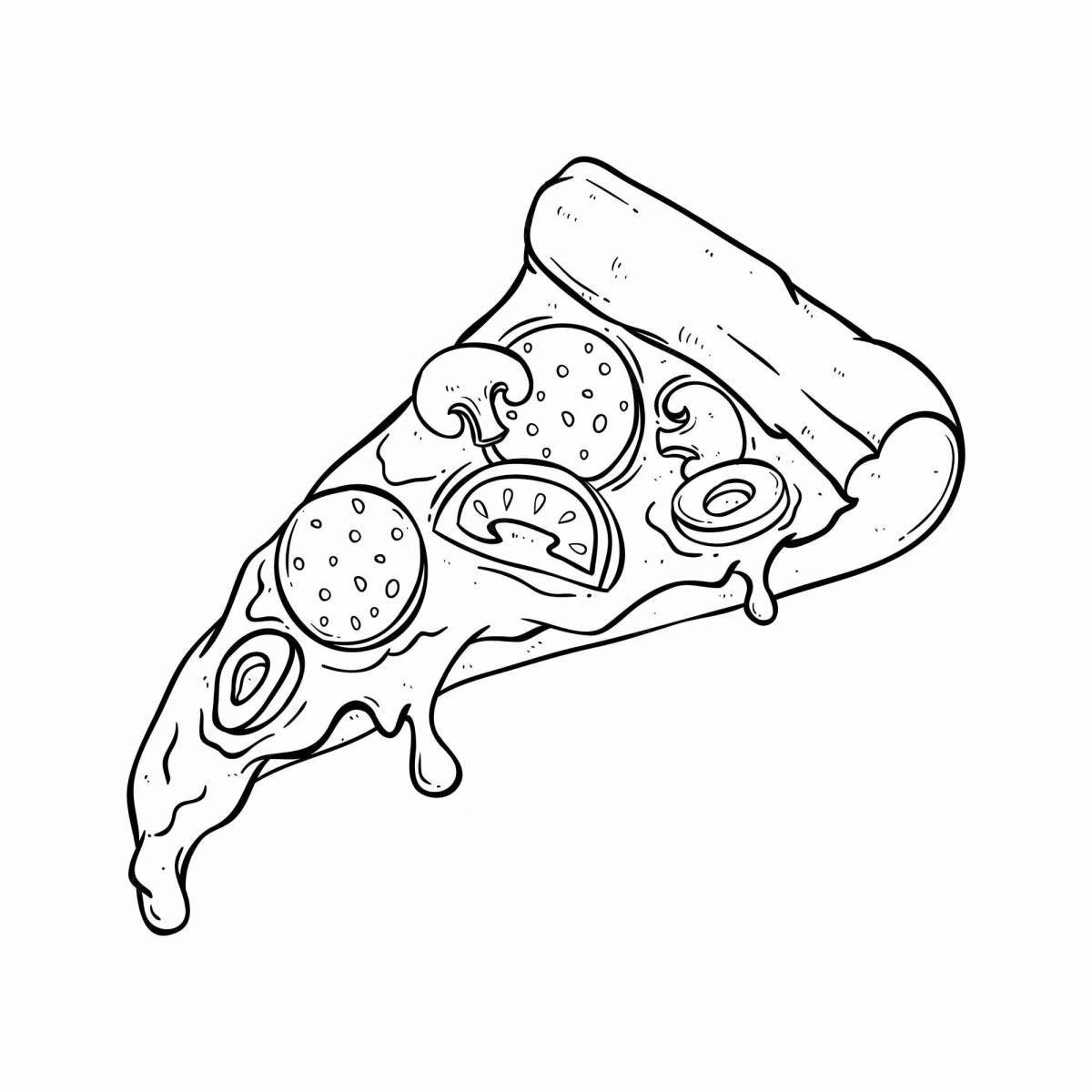 Живая страница раскраски пиццы с колбасой