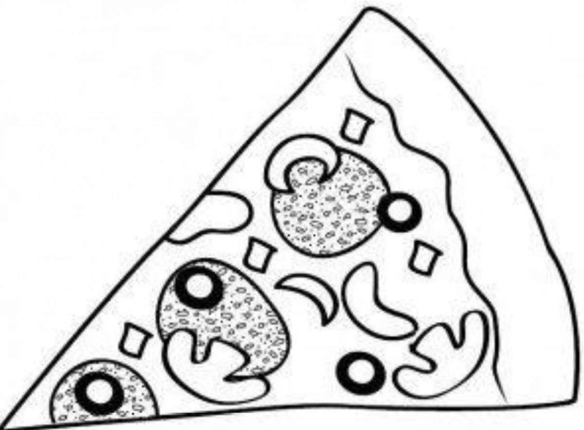 Анимированная страница раскраски пиццы и колбасы