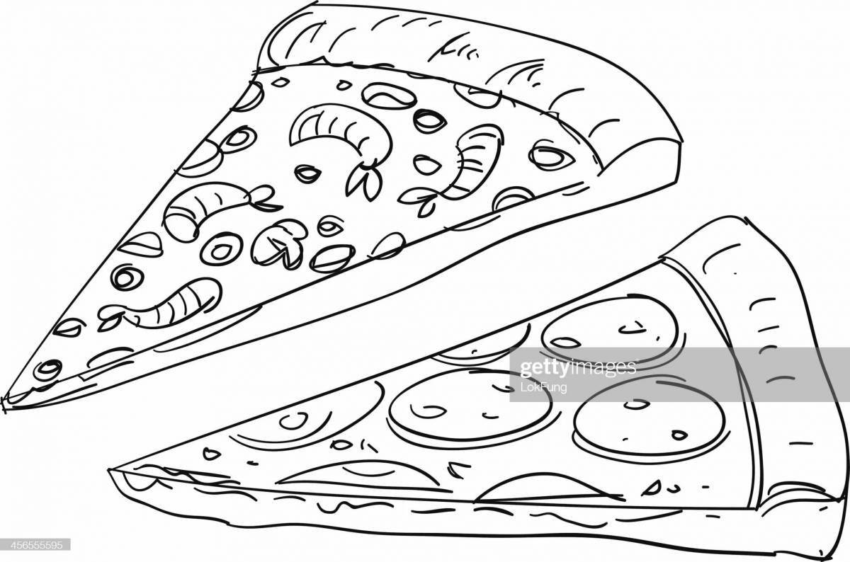 Раскраска причудливая пицца с колбасой