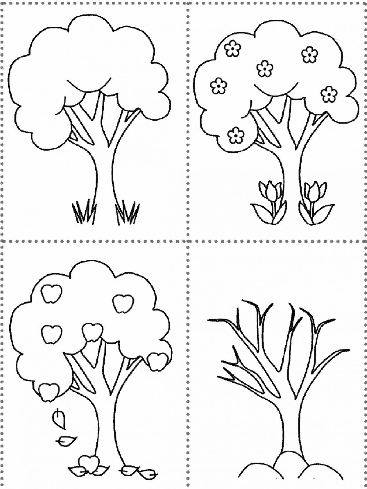 Раскраски про деревья для дошкольников