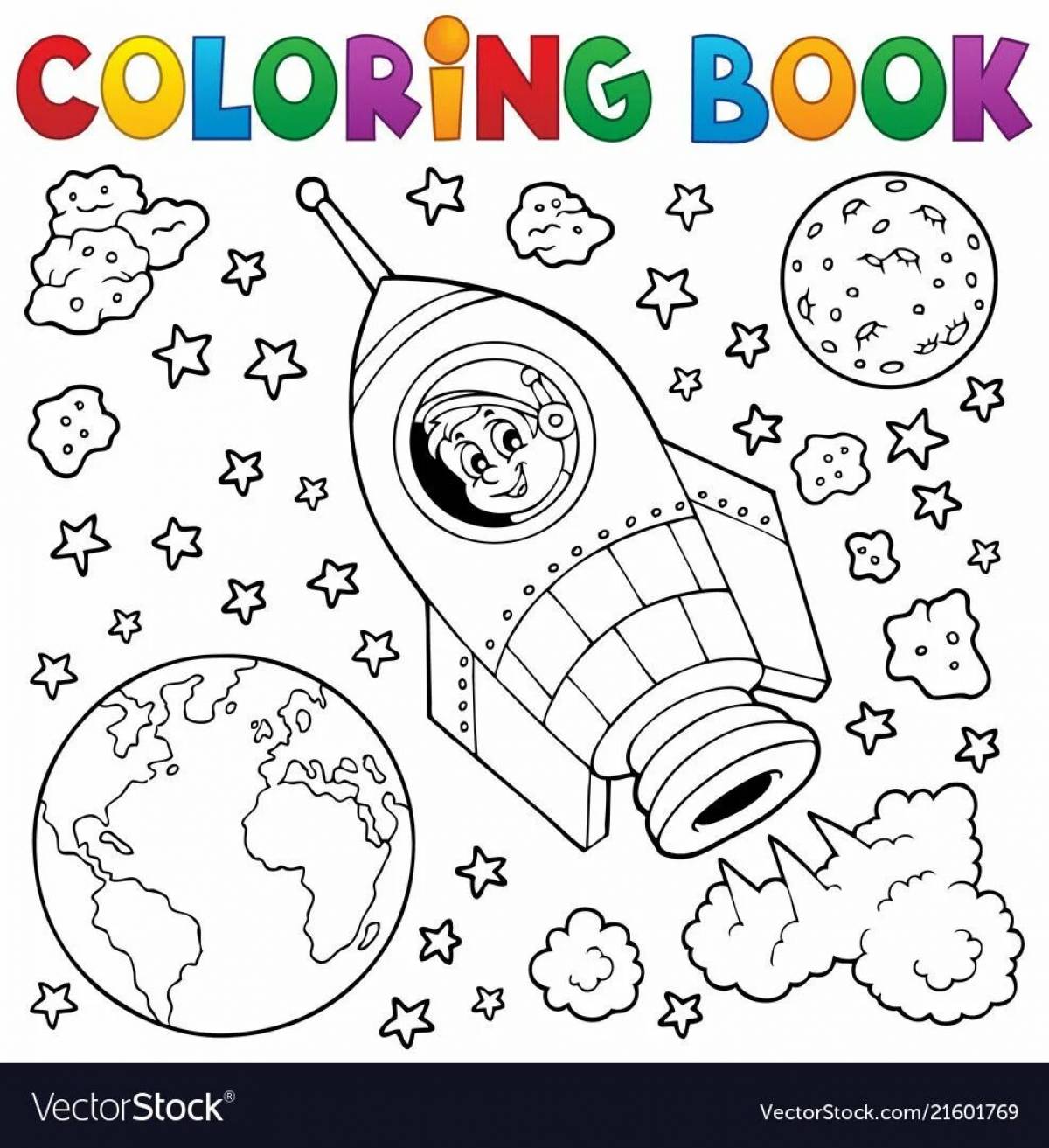 Рисунок ко Дню космонавтики в детский сад раскраска
