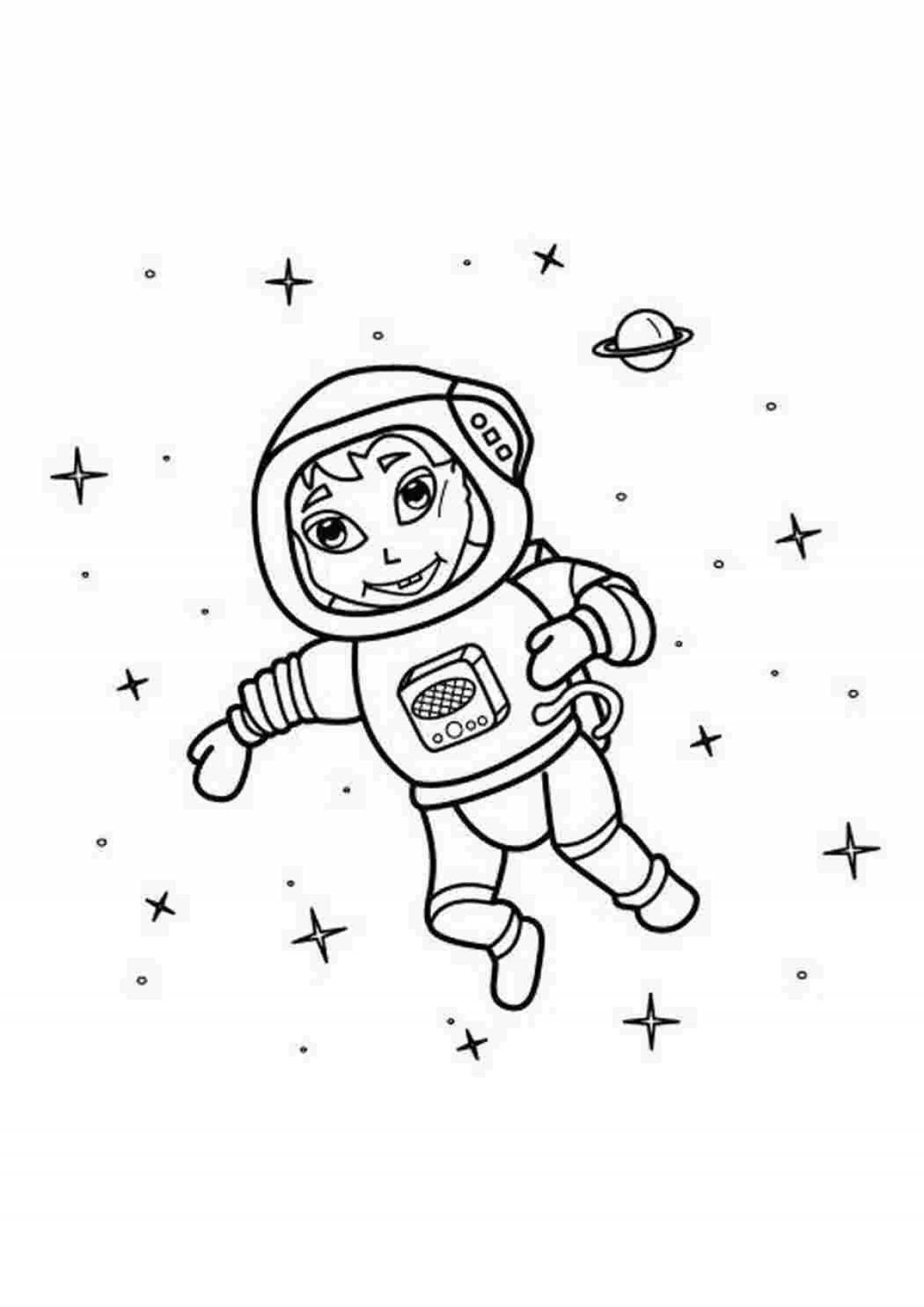 Рисунок космонавта в скафандре для детей
