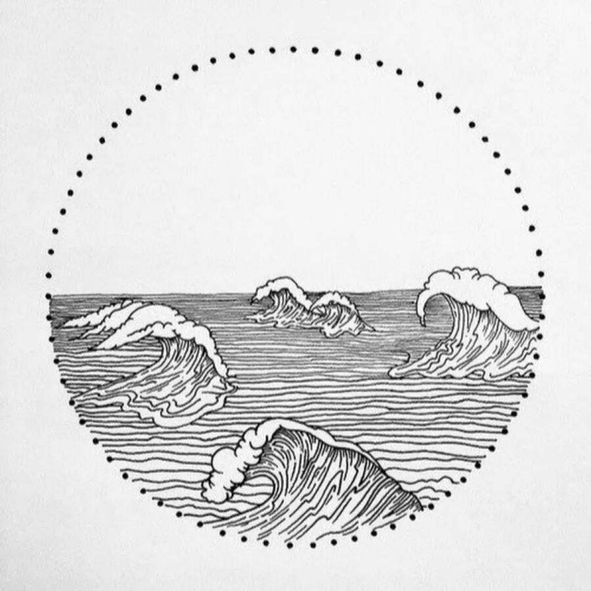 Круг черного моря. Hbceyrb d rhet. Волна эскиз. Круг рисунок. Пейзаж в круге.