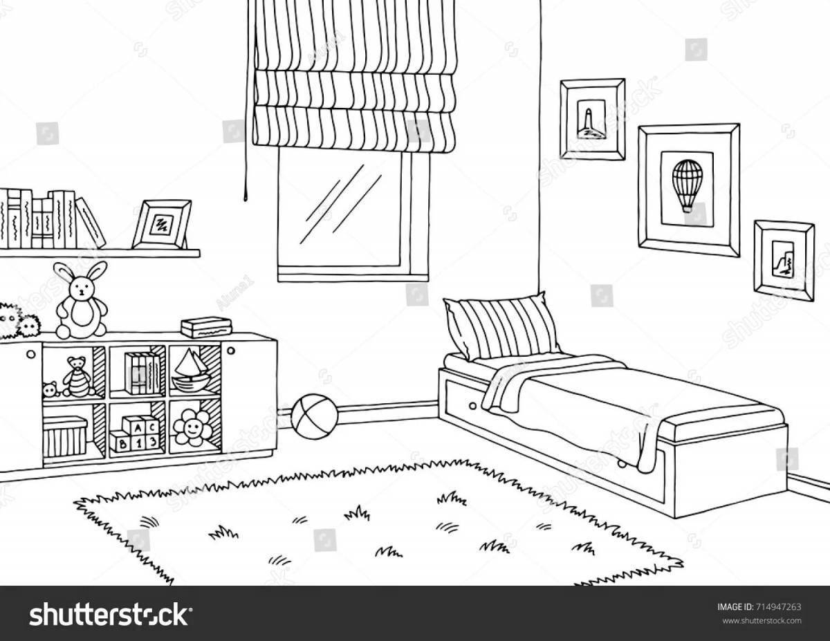 Детская комната рисунок черно белый
