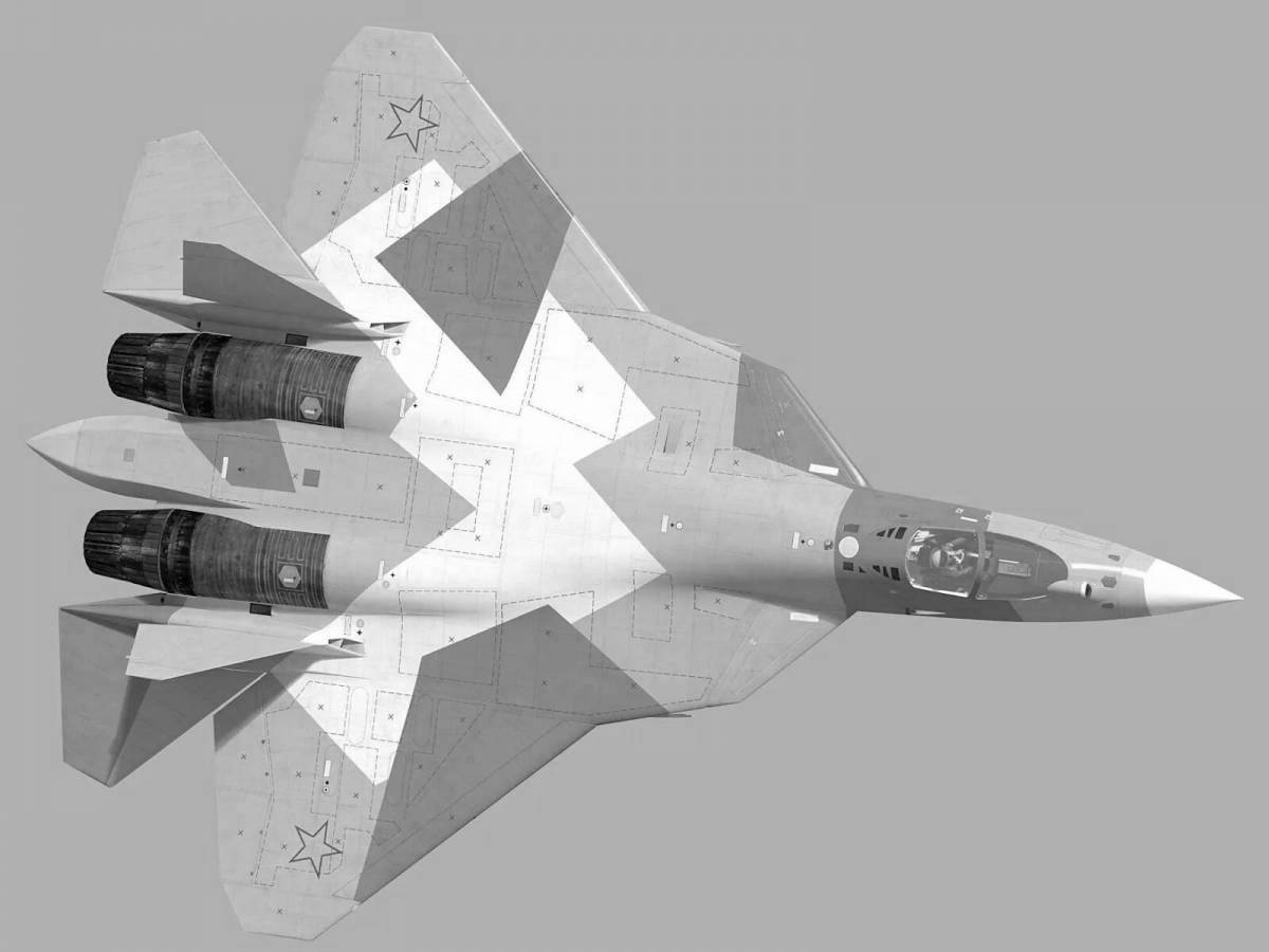Su 57 luminous fighter coloring page