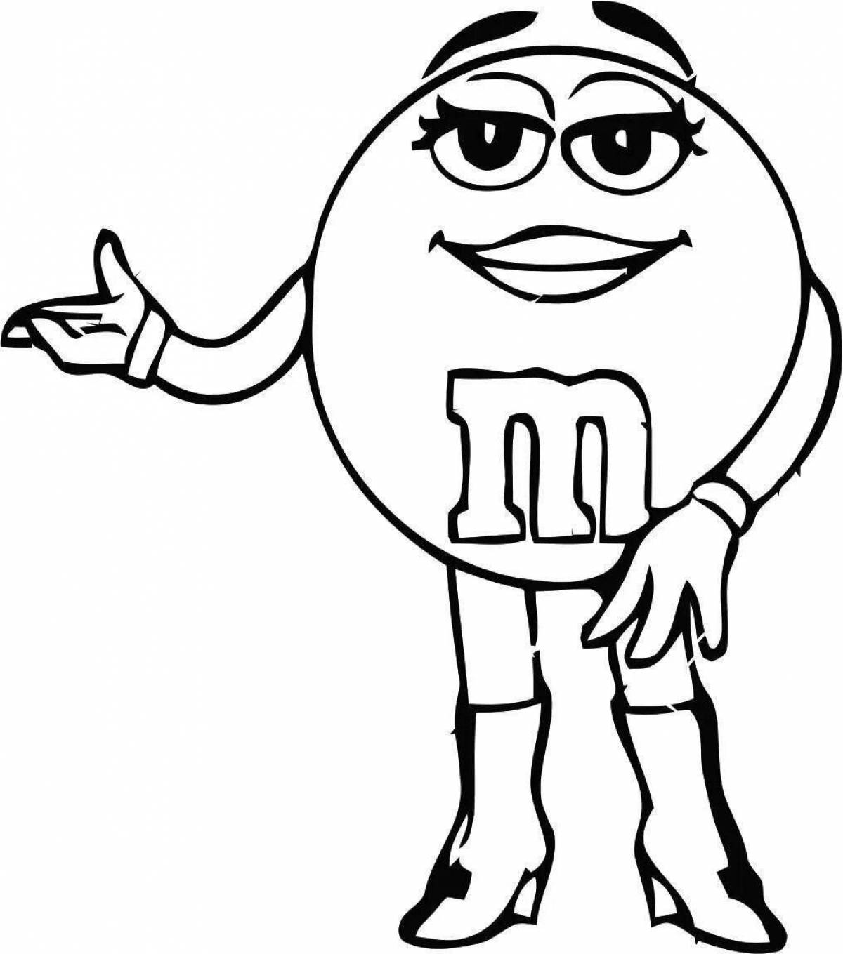 Glowing m&m coloring page