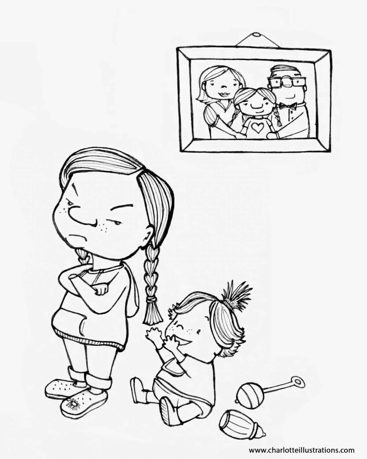 Joyful brother and sister coloring book