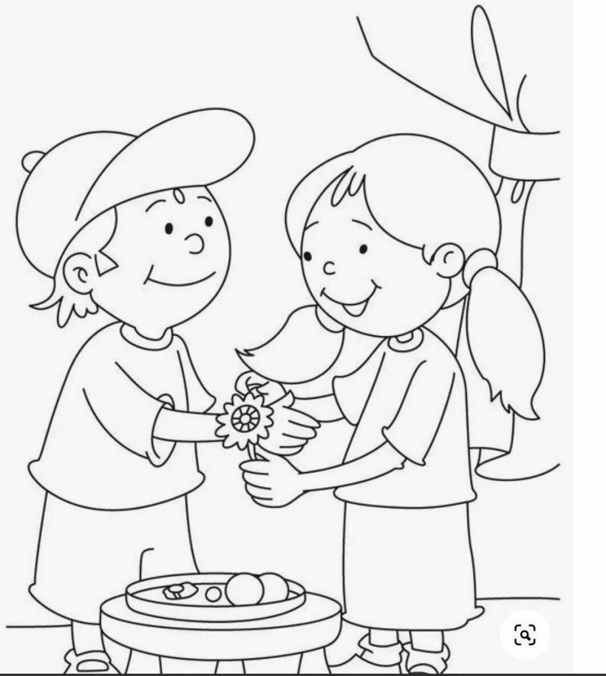Brother and sister fun coloring book