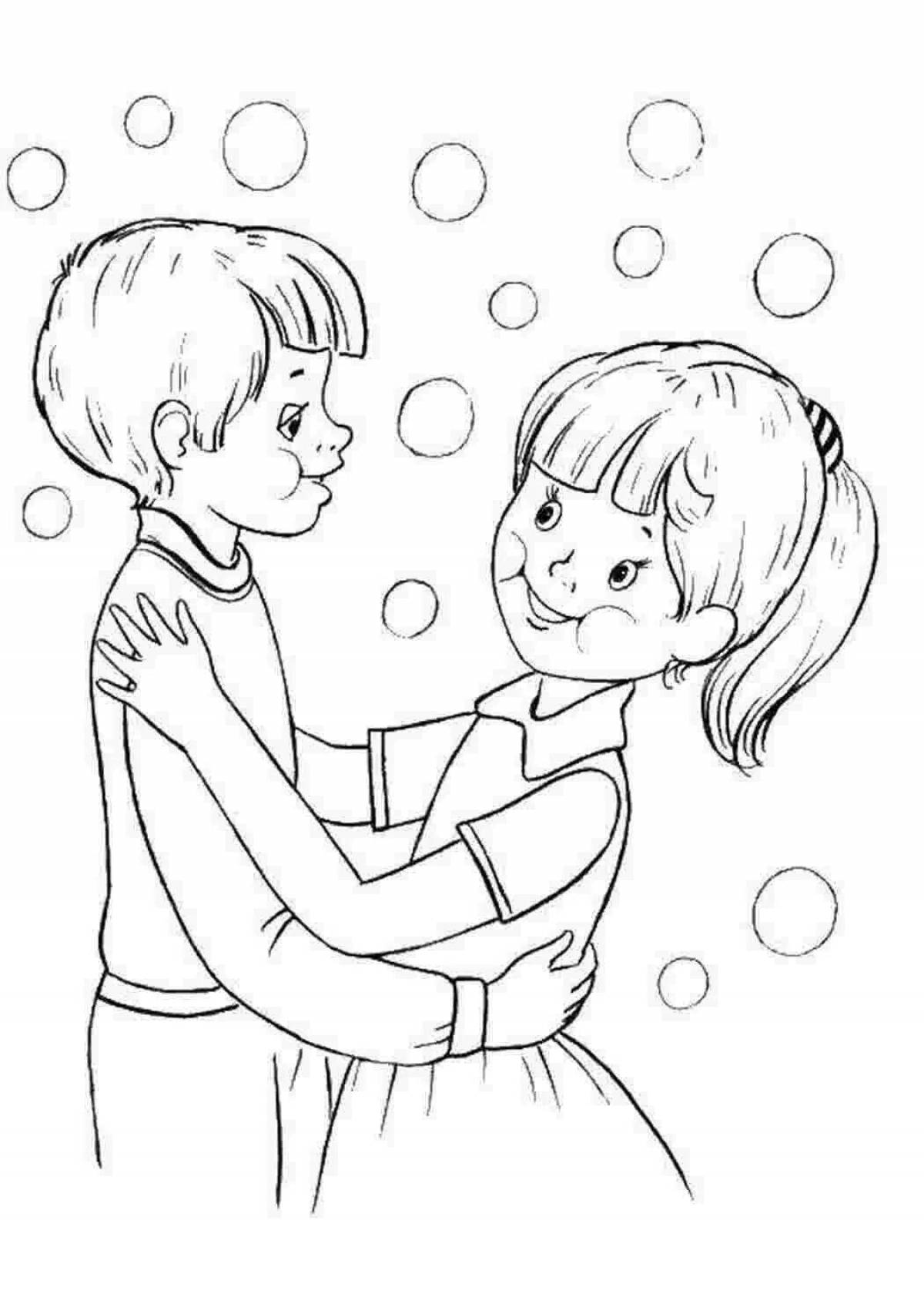 Colorful brother and sister coloring pages