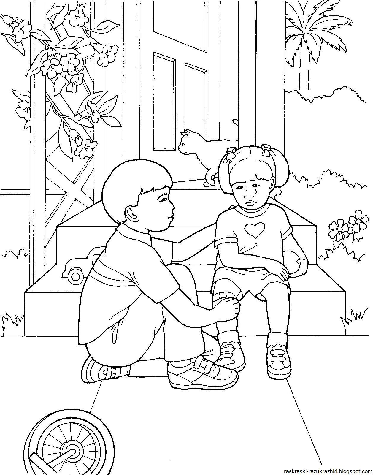 Exquisite brother and sister coloring pages