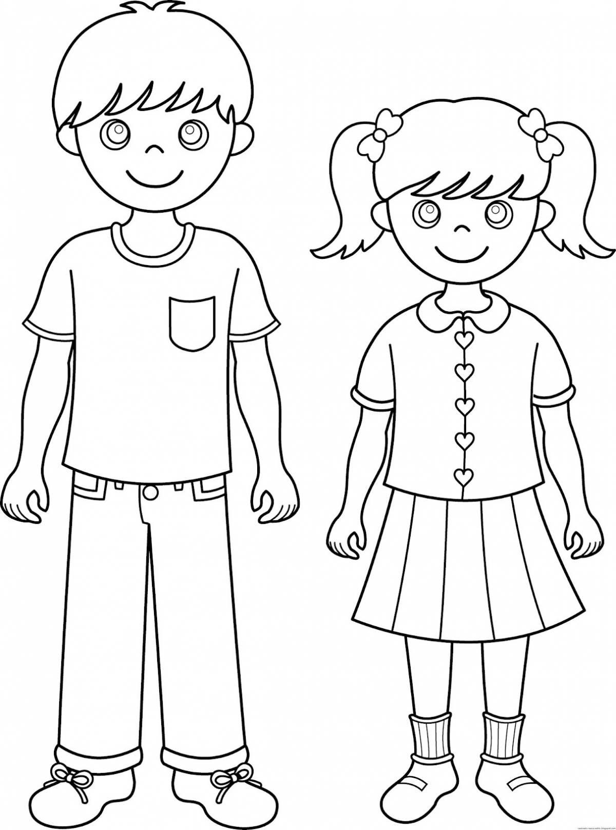 Exciting brother and sister coloring book
