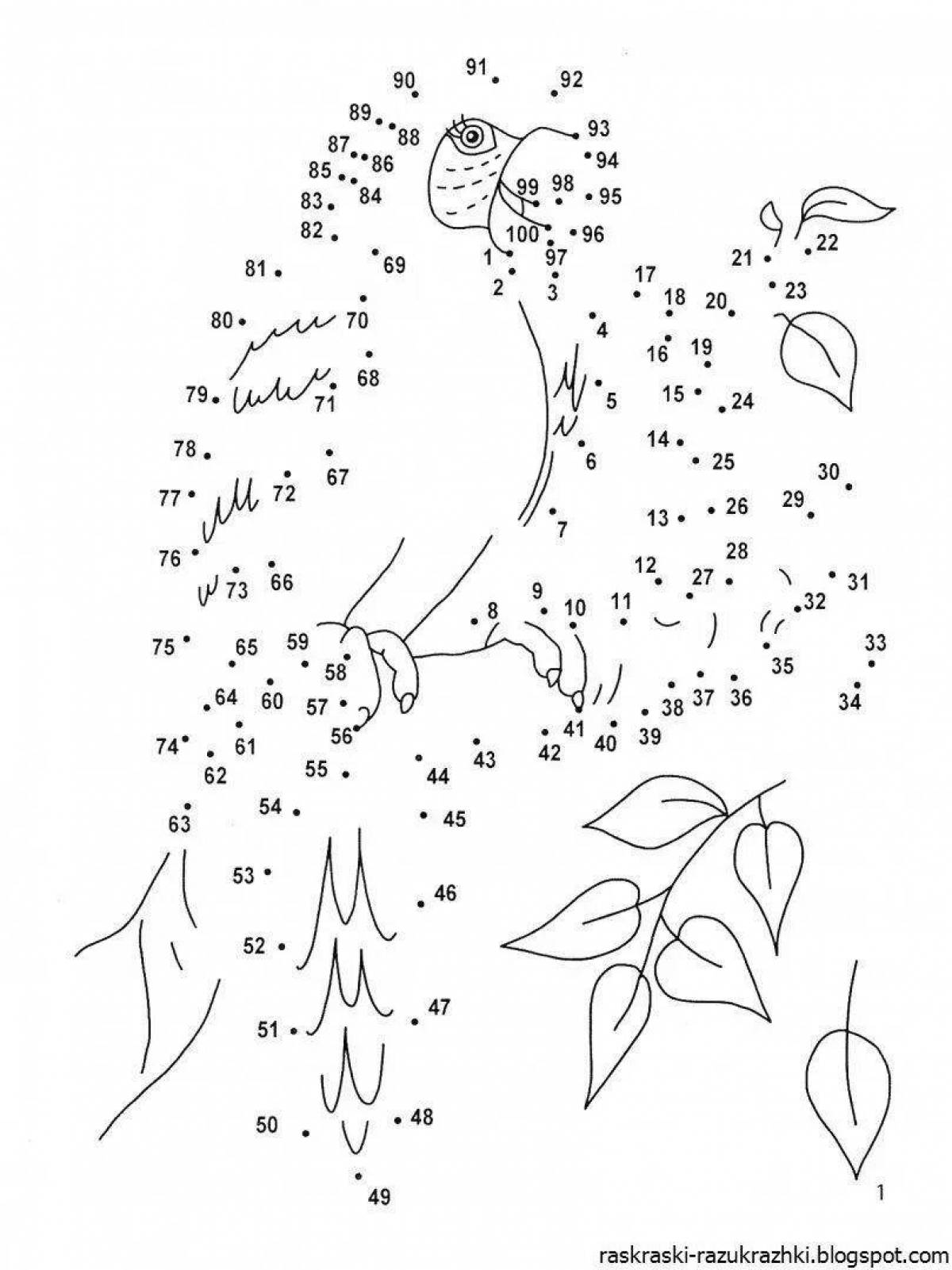 Playful connect by numbers coloring page