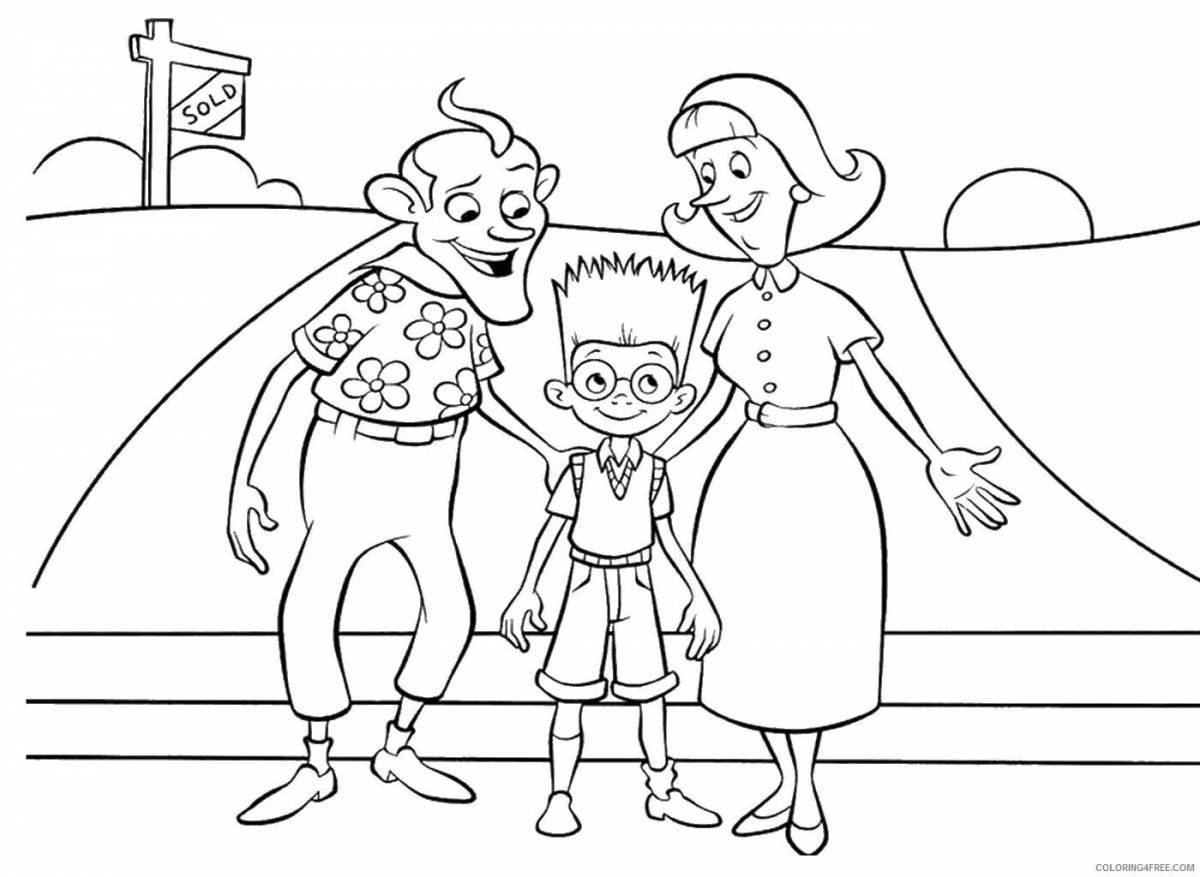 Cute family coloring for girls