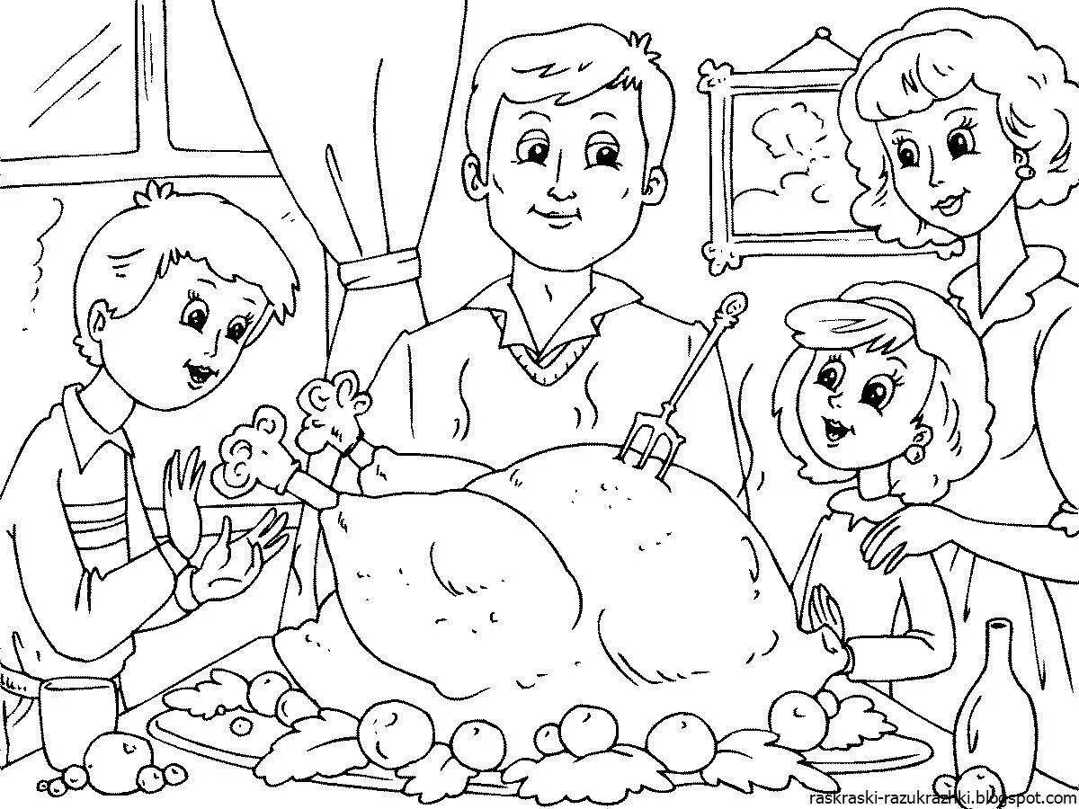 Colorful gorgeous family coloring book for girls