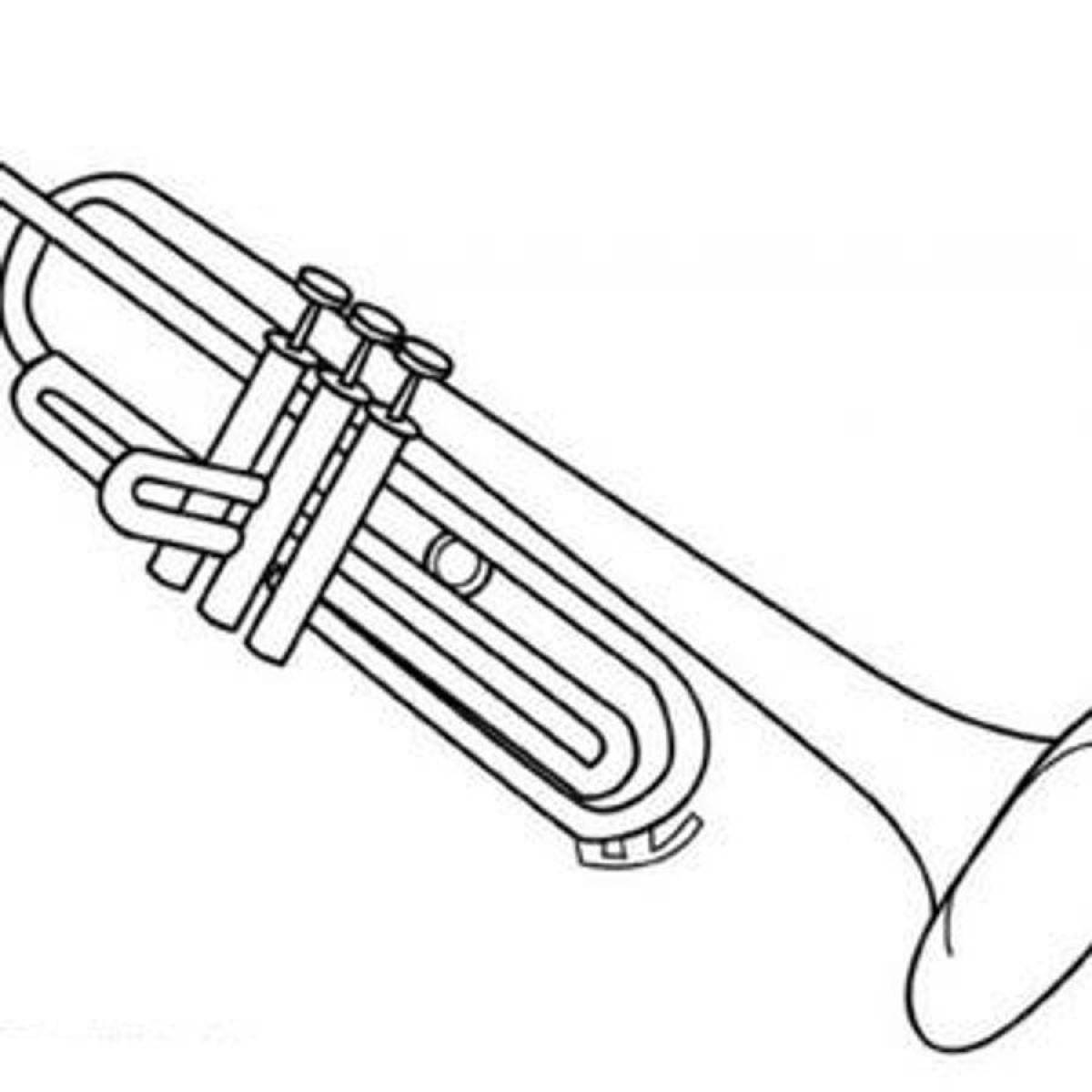 Colorful trumpet coloring page for kids