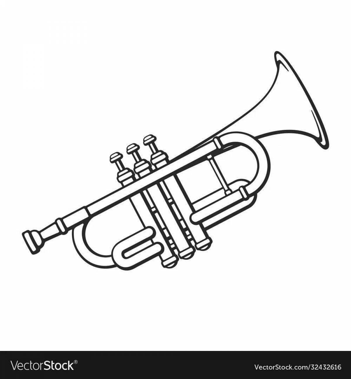Playful baby trumpet coloring page