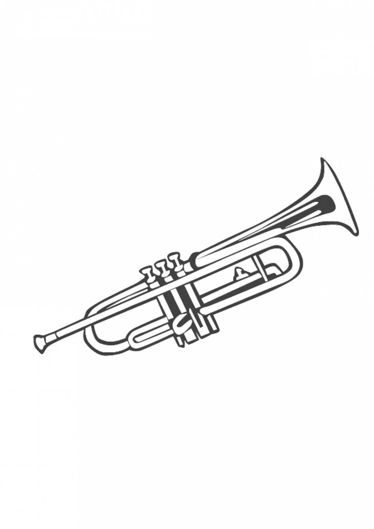 Amazing trumpet coloring page for kids