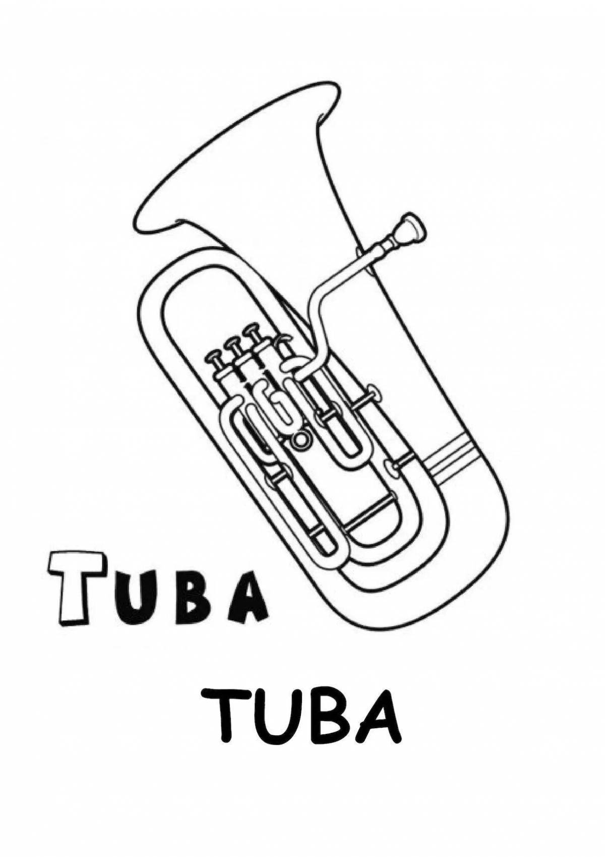 Outstanding trumpet coloring page for kids