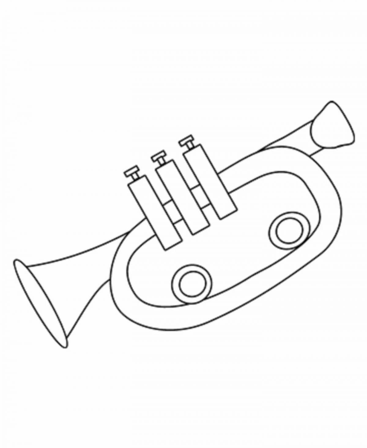 Beautiful trumpet coloring page for students