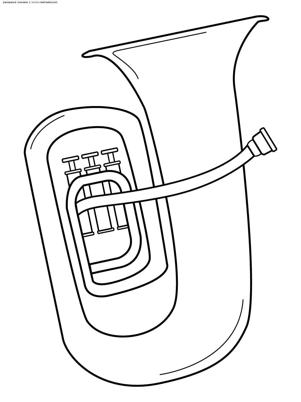 Excellent trumpet coloring page for beginners
