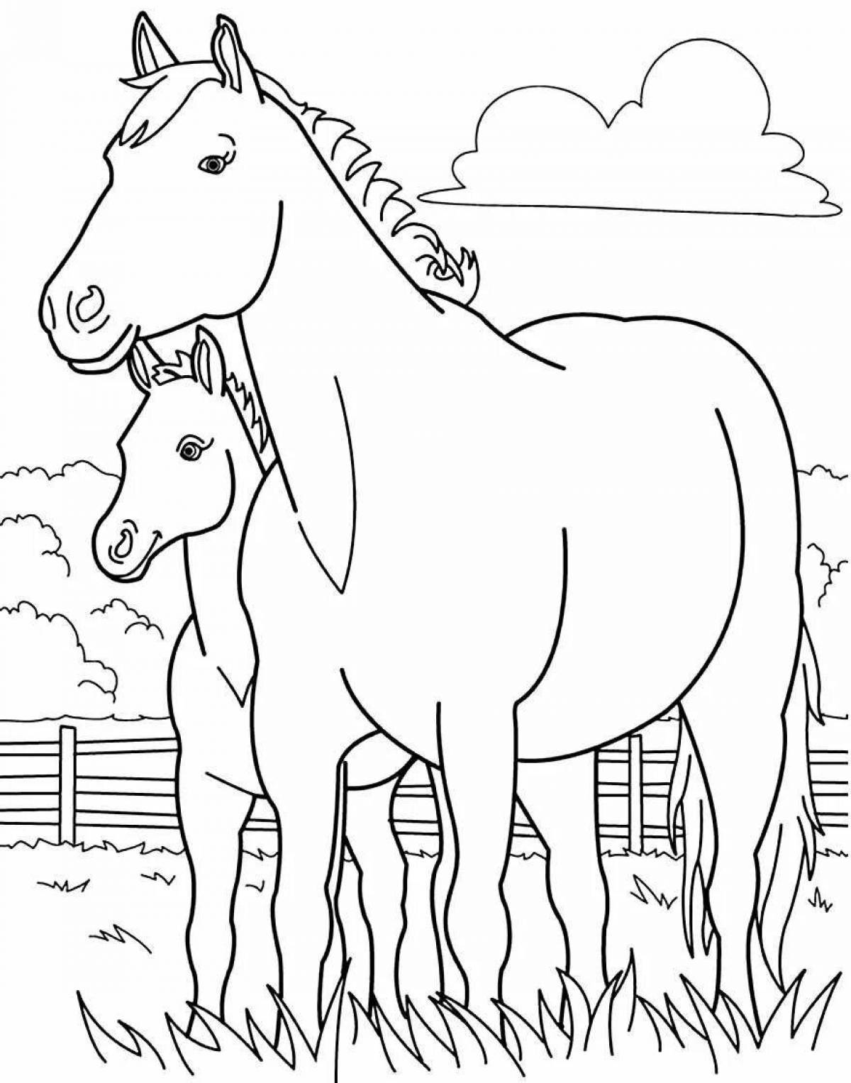 Очаровательная раскраска жеребенка для детей