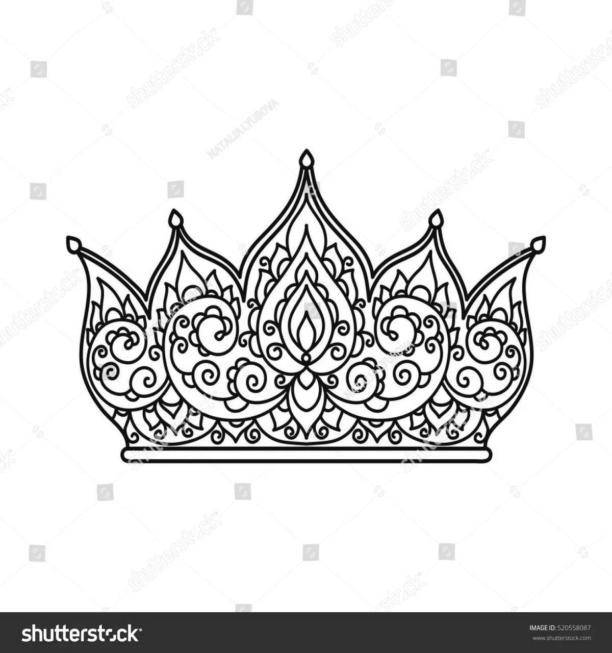 Radiant coloring page crown for girls