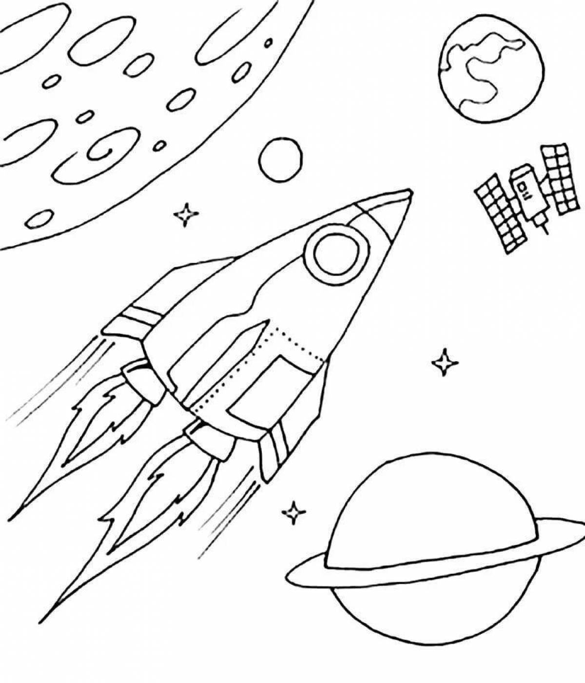 Majestic space 1st grade coloring page