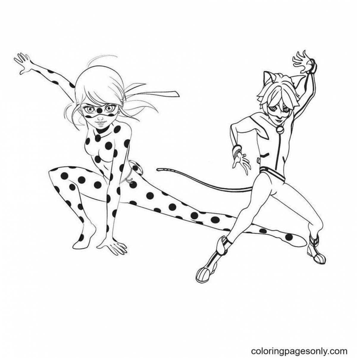 Coloring page graceful ladybug