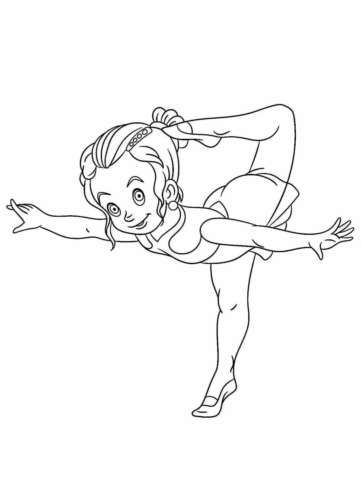 Colorful gymnast coloring book for kids