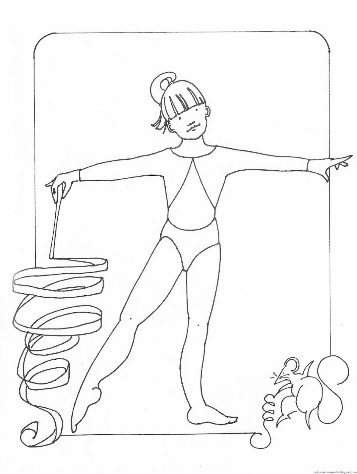 Joyful gymnast coloring pages for kids