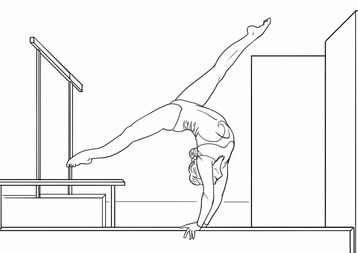 Bright gymnast coloring book for children