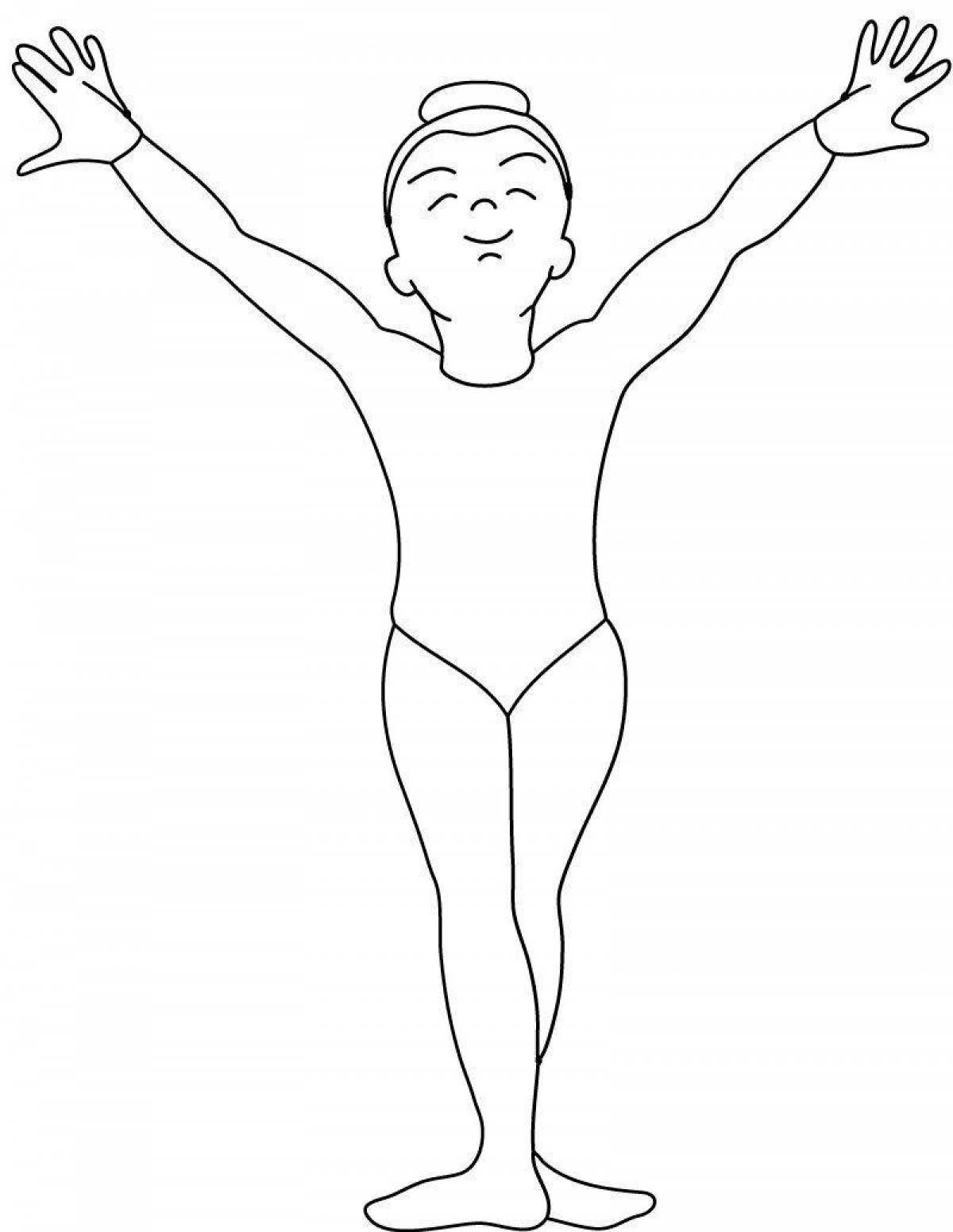 Exciting gymnast coloring book for kids