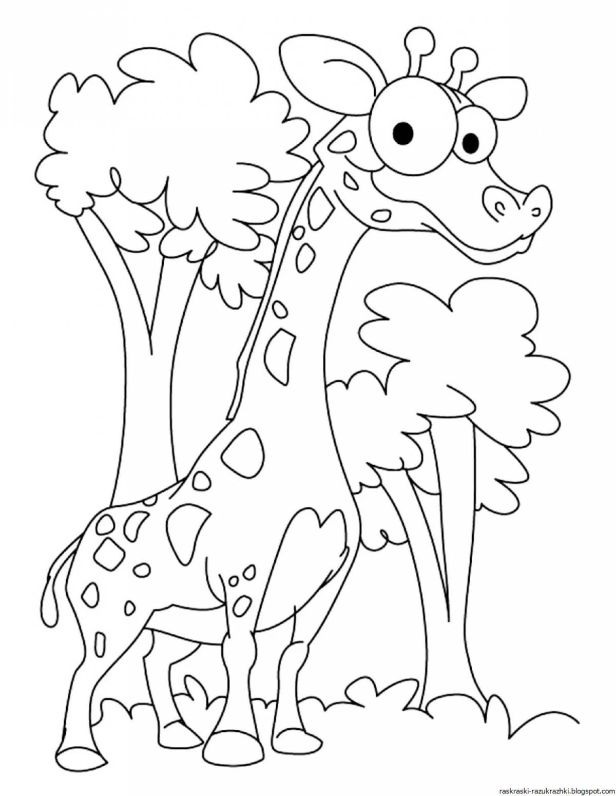 Освежающая страница раскраски жирафа для детей